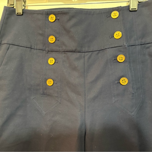 Navy Wide-Leg Buttoned Pants - Picture 5 of 5